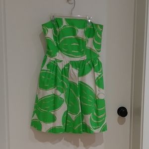 Lilly Pulitzer green & gold strapless dress